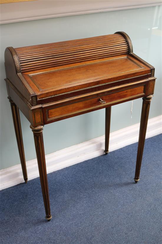 A French tambour top desk, H.87cm